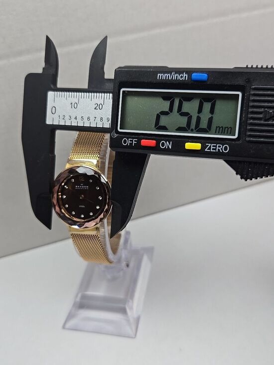 Skagen Leonora Faceted Crystal Rose Gold Mesh Watch Brown MOP New Battery main image 4